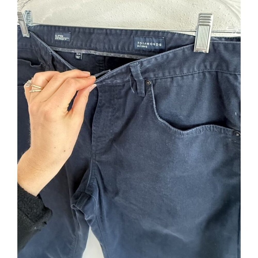 7 Diamonds Clifton Pants Mens 34 X 32 Blue Slim Straight Ultimate Stretch Modern - Picture 2 of 4